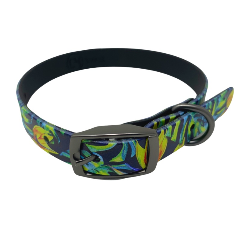 SCALES PET COLLAR TROPICAL VACAY NAVY / YELLOW XL