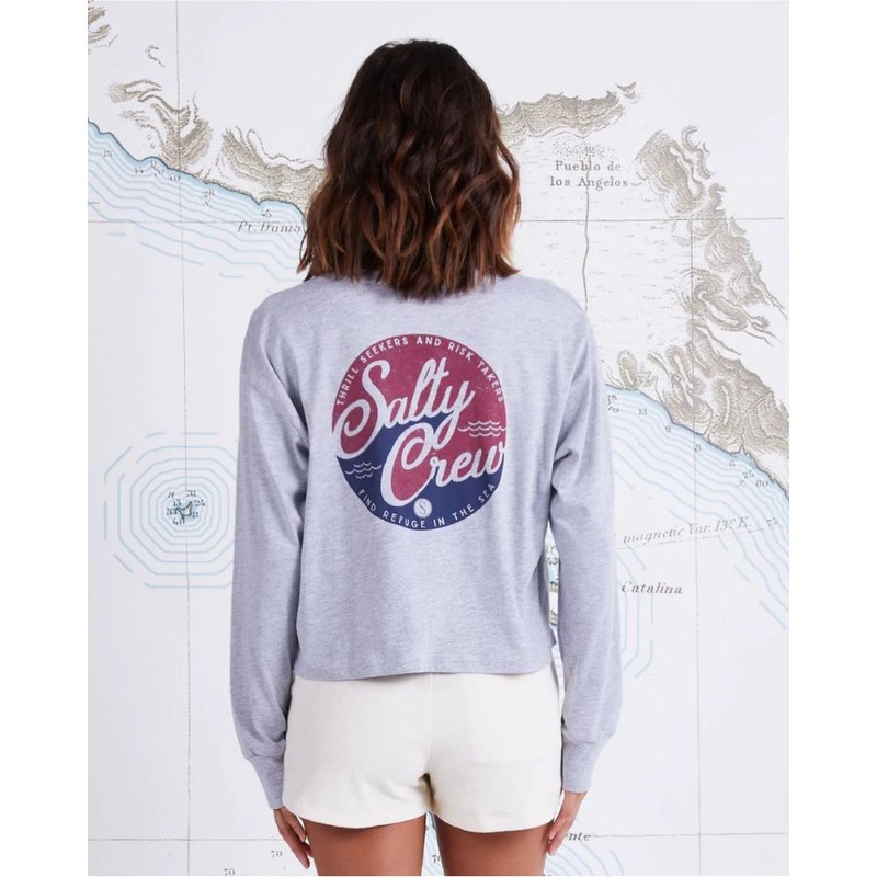 SALTY CREW CLUB SALTY L/S CROP TOP ATHLETIC HEATHER S