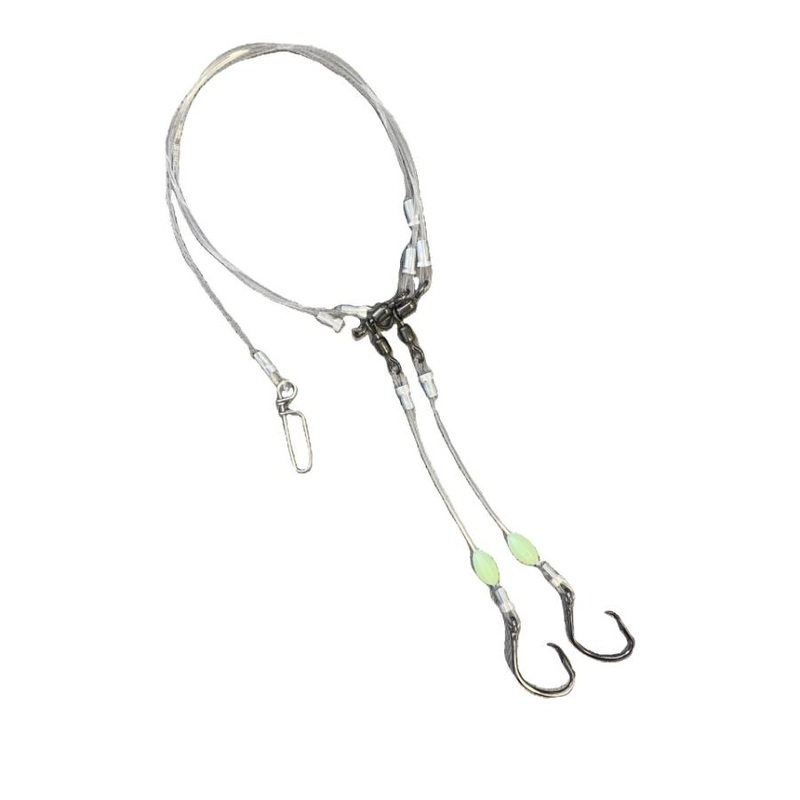 DEEP DROP 2 HOOK RIG WITH BEAD 150# 7/0