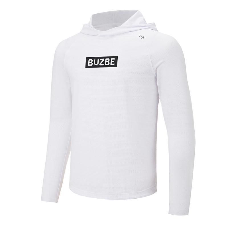 Name Badge LS Performance Hoodie – White Mini Hex White Mini Hex S