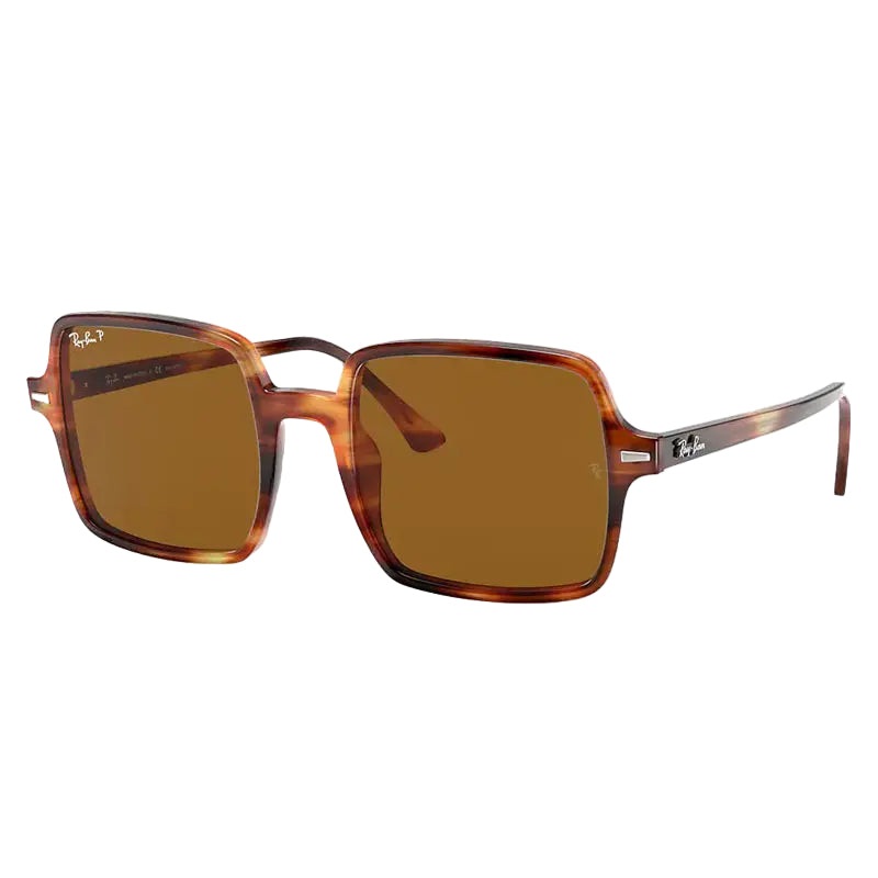 RAY-BAN SQUARE II POLARIZED SUNGLASSES TORTOISE BROWN CLASSIC B-15