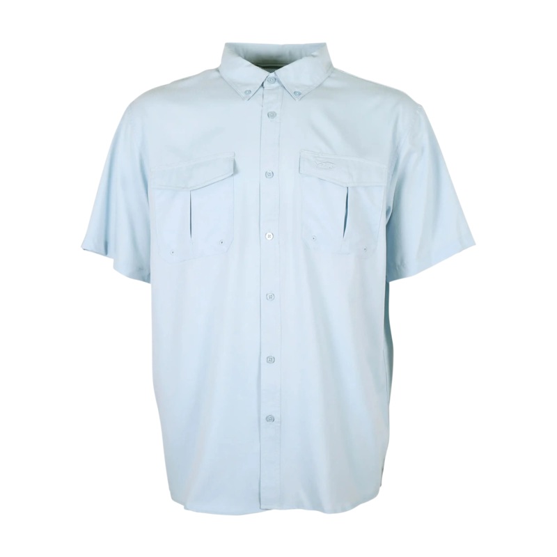 AFTCO Mens Rangle Short Sleeve Button Down Fishing Shirt  UPF 50 Small Seaspray