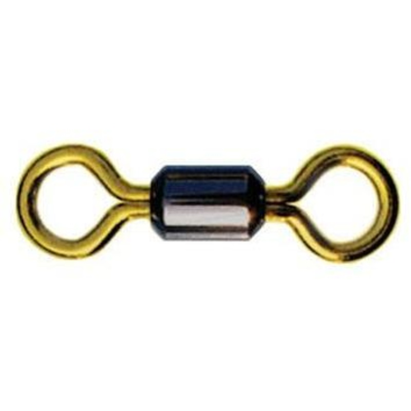 P-Line Black & Gold Single Rolling Barrel Swivel 14 – 12 pack