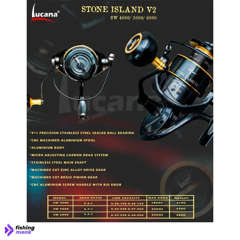 Lucana Stone Island V2 SW Spinning Reel | 5000 – 6000 SW 5000
