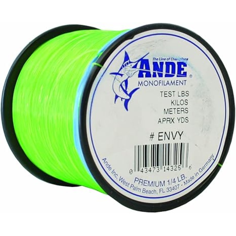 Ande Premium Mono Line 1/4lb Spool 80lb 150yd Green Hi-Vis