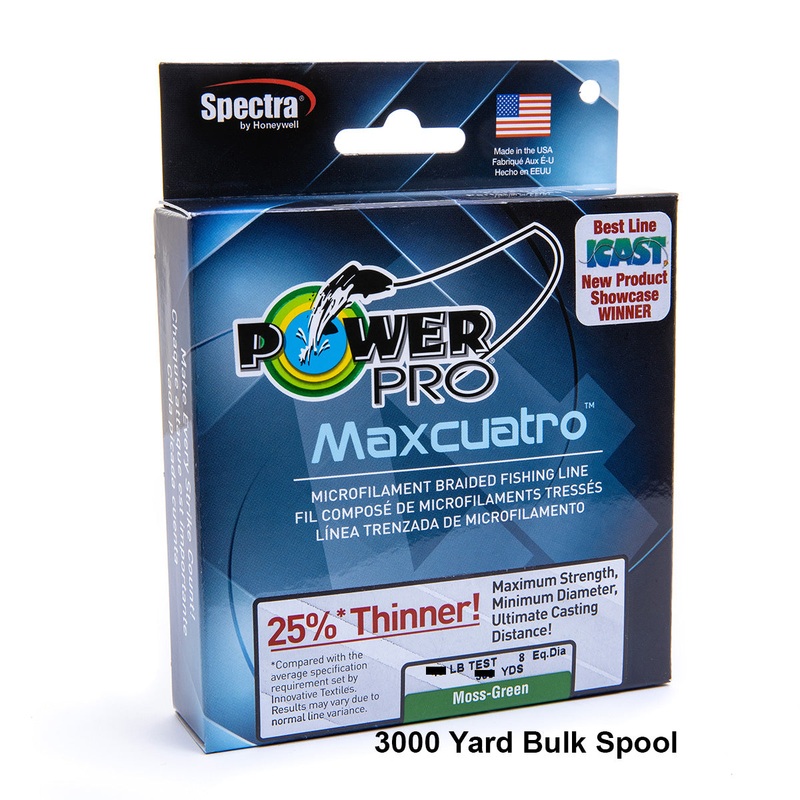Power Pro Maxcuatro Spectra Moss Green Braided Line 3000 yard Bulk Spool 50