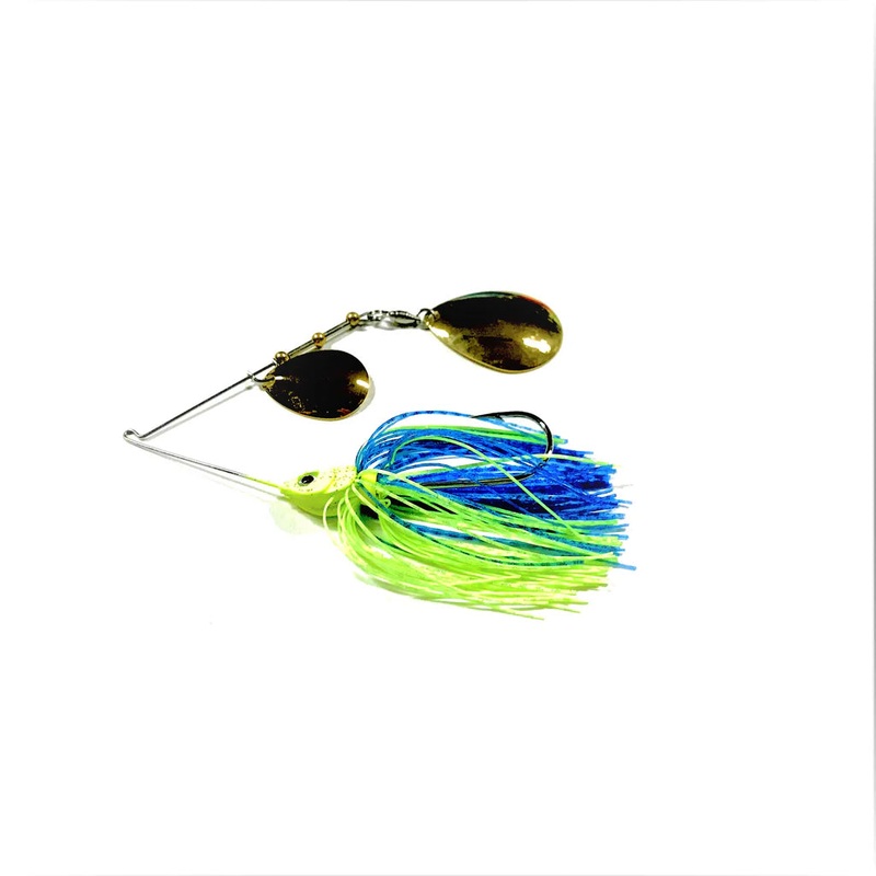 PERSUADER PREMIUM COLORADO BLADE SPINNER BAIT Chartreuse/Blue W/ Gold Colorado/Colorado 3/8oz