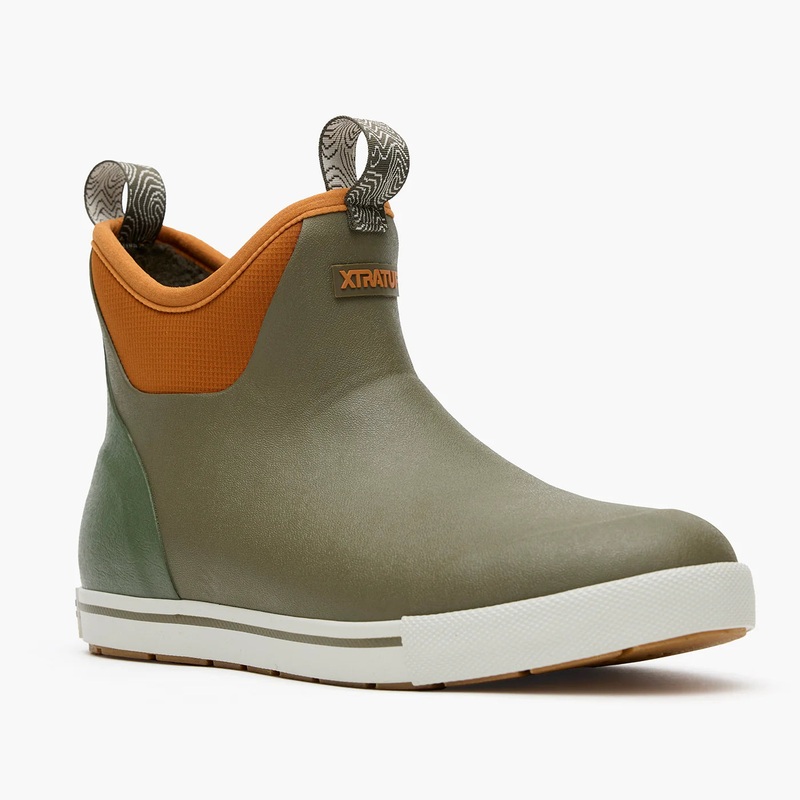Xtratuf Men’s Camp Fleece Lined 6″ Ankle Deck Boots Dark Olive Spice Dark Olive 9