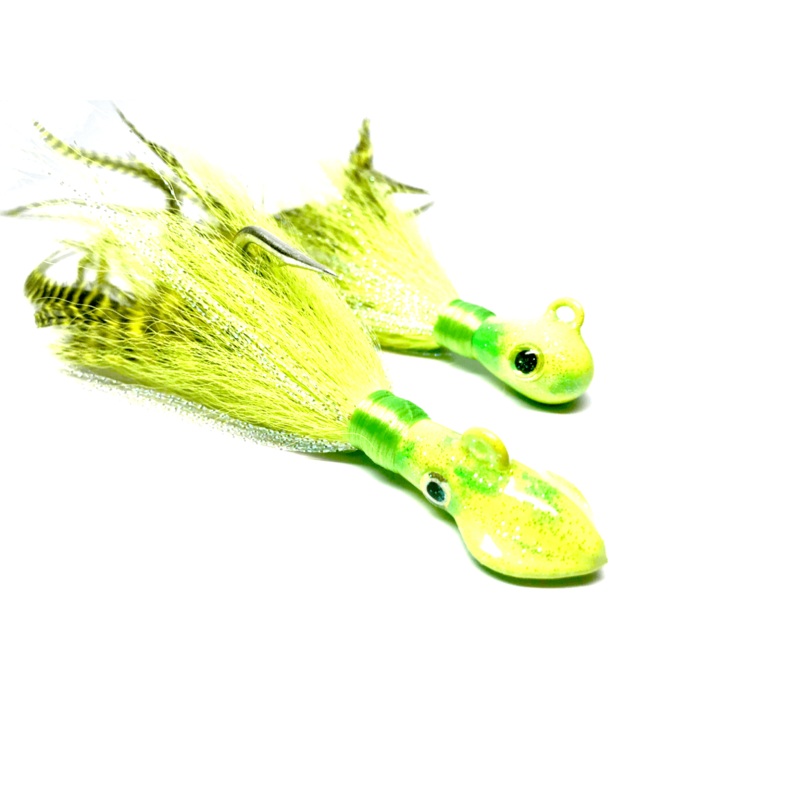 Crazy Chartreuse Cobia Jigs 1.5oz Bugeye Bomber