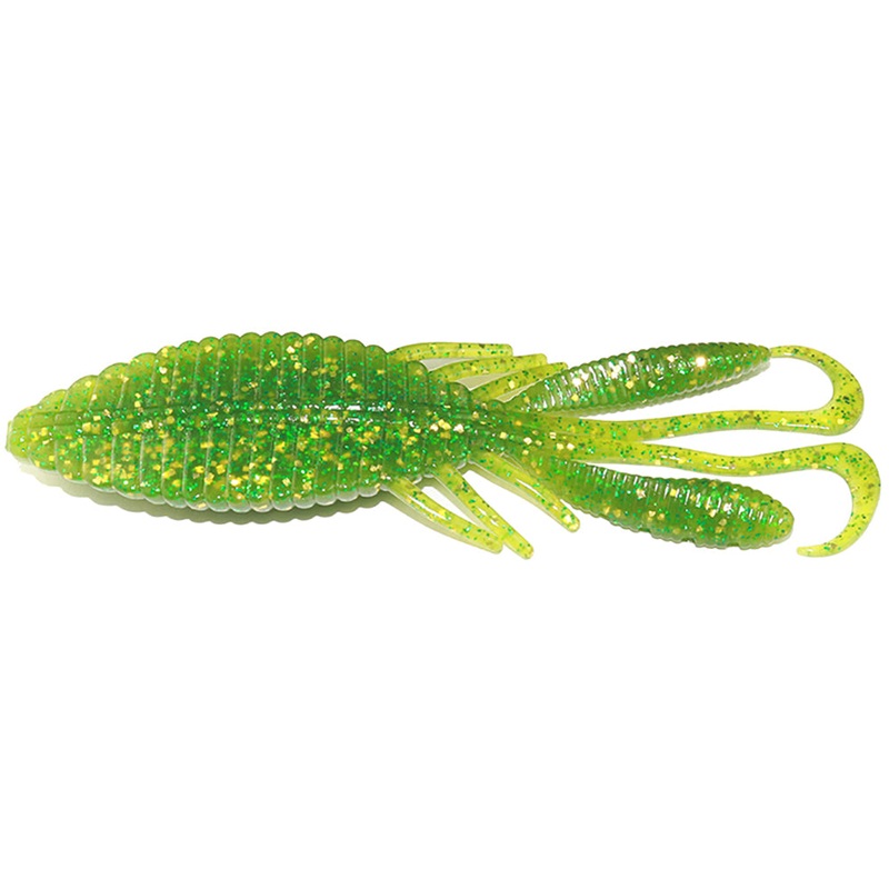 HIDEUP Stagger Wide Type Hog Swimbait – 4 Inch Chartreuse & Gold Flake #111 4 inch – 4 Pack