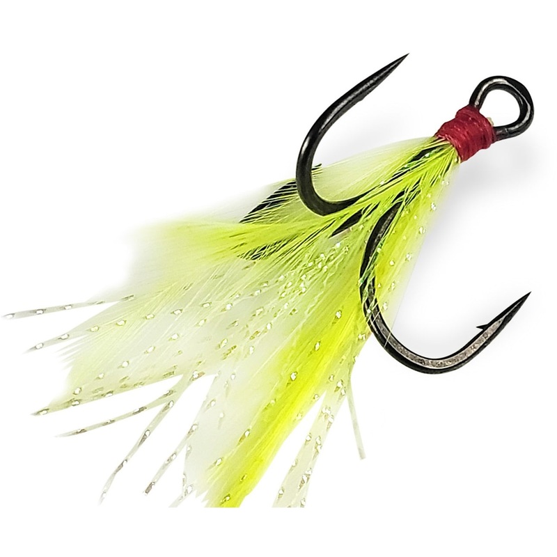 Gamakatsu G-Finesse Feathered Treble MH Hooks Chartreuse #6 – 2pk