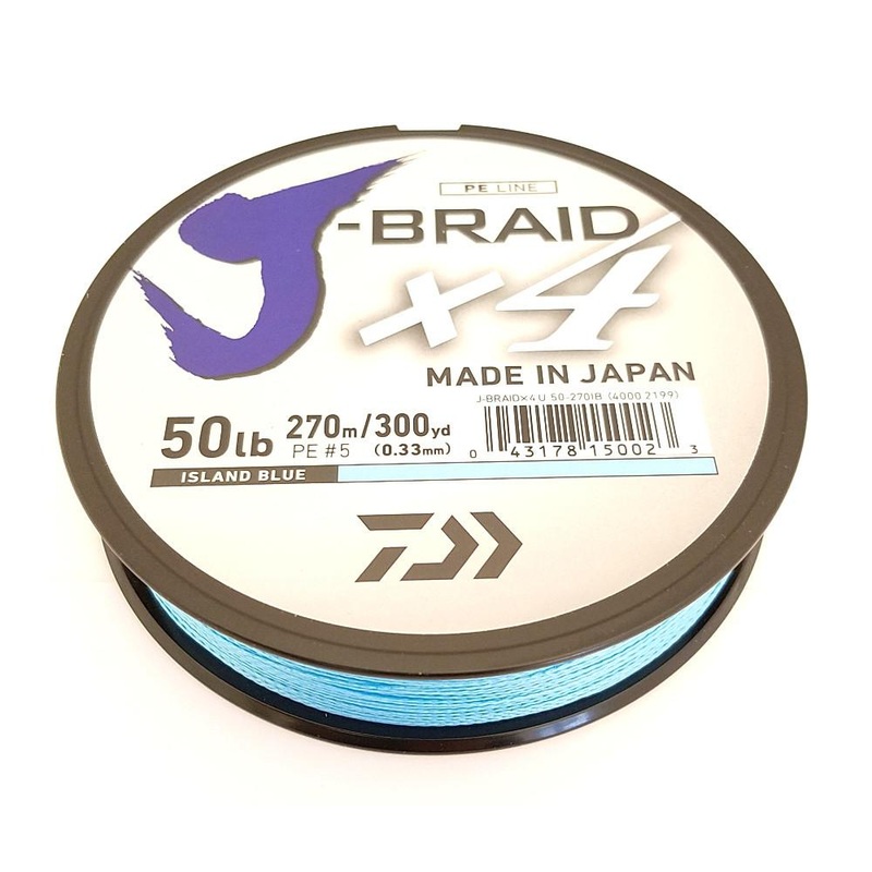 Daiwa J-Braid X4 Braided Line 300 Yards Island Blue 10 pound