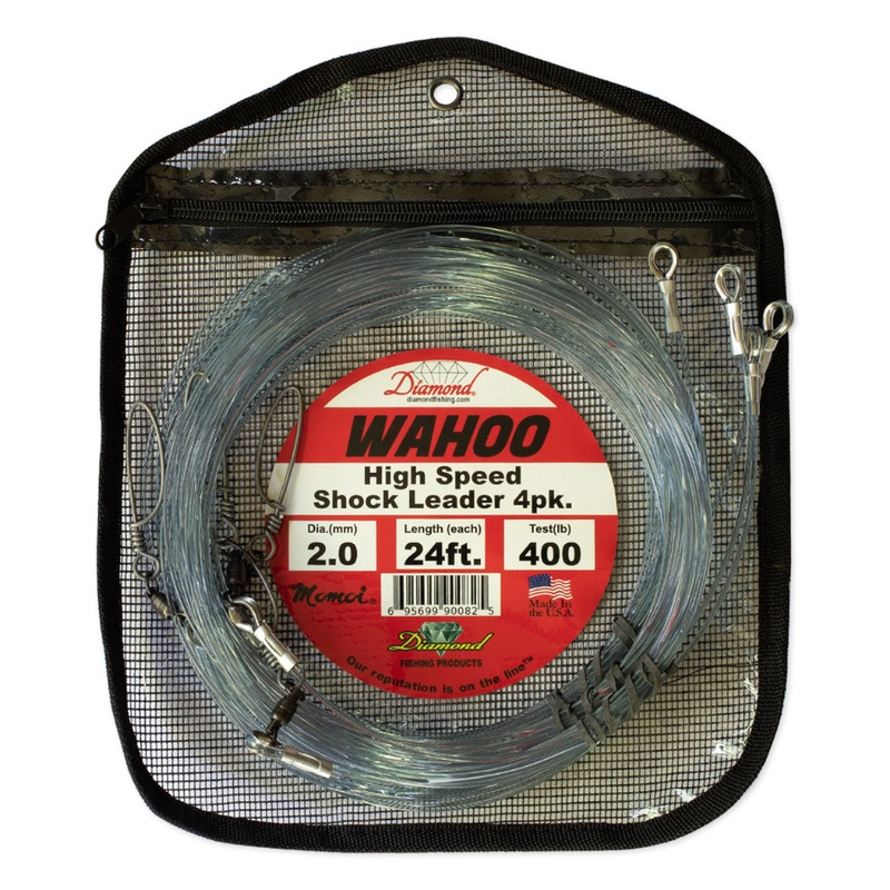DIAMOND WAHOO HIGH-SPEED SHOCK LEADER 4 PACK CLEAR 200LB 40FT