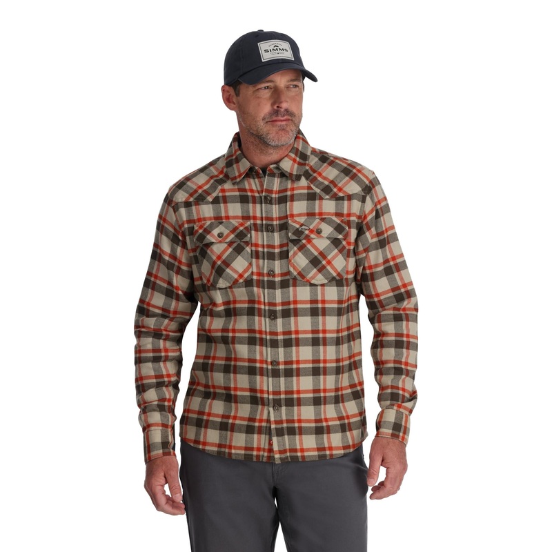 Simms M’s Santee Flannel Shirt Pale Pine Shadow Box Plaid S
