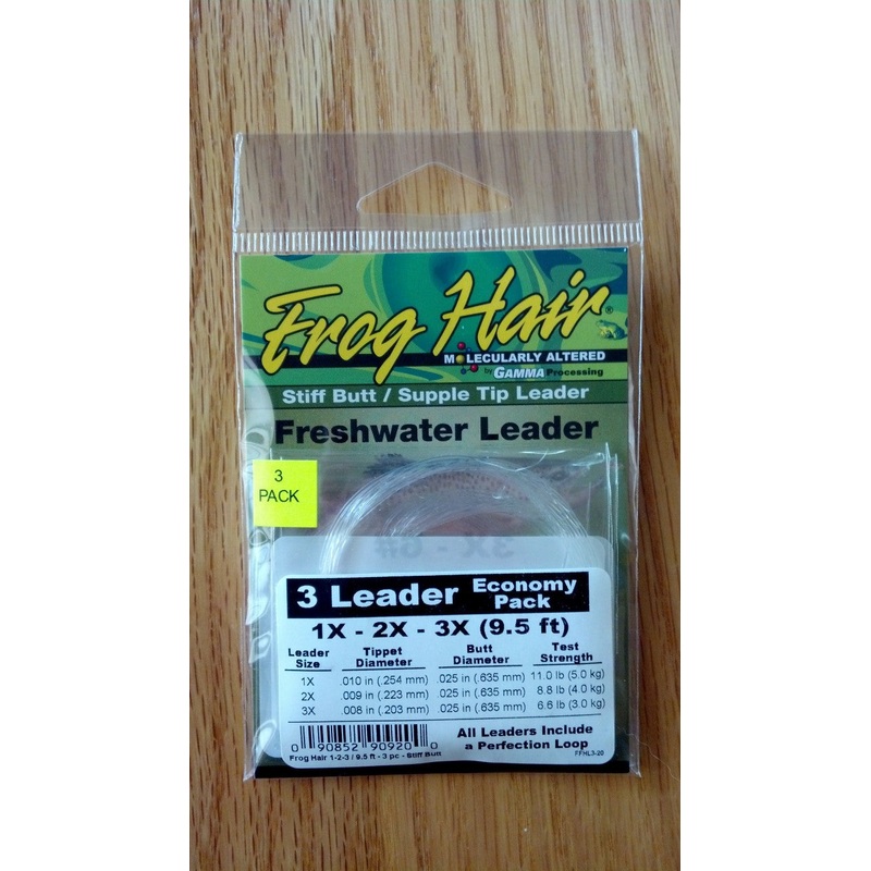 Frog Hair Tapered Leader Economy Pack 9.5′ – Stiff Butt/Supple Tip 0x-1x-2x