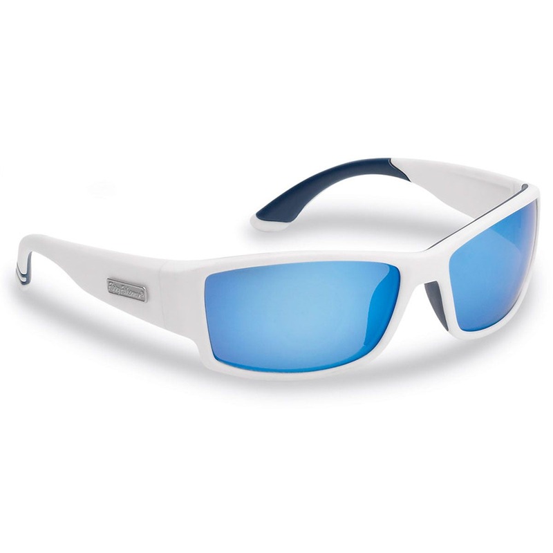 Flying Fisherman Razor Sunglasses 7717WSB Matte White with Smoke Blue Mirror