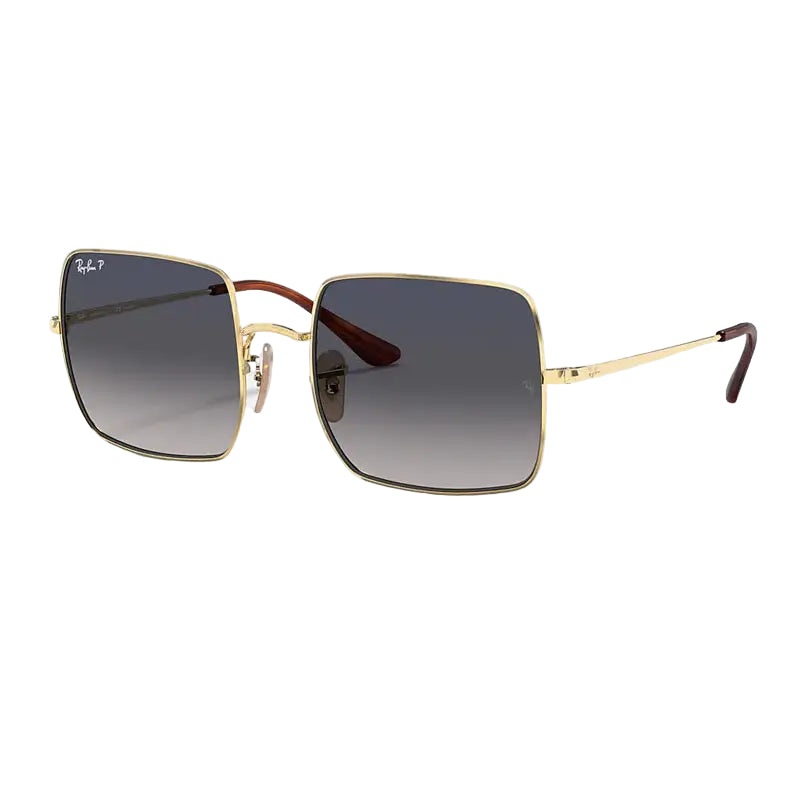 RAY-BAN SQUARE 1971 CLASSIC POLORIZED SUNGLASSES GOLD BLUE GREY GRADIENT