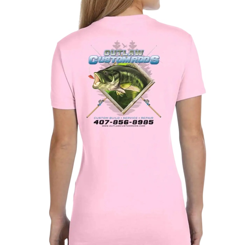 Women’s Custom T-Shirt: Largemouth Bass Chasing Lure Black X-Small