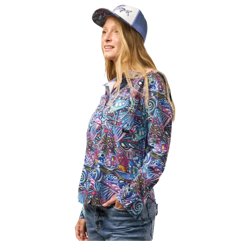 Fishe Women’s Signature Fishing Shirt Enchanted Grayling Medium