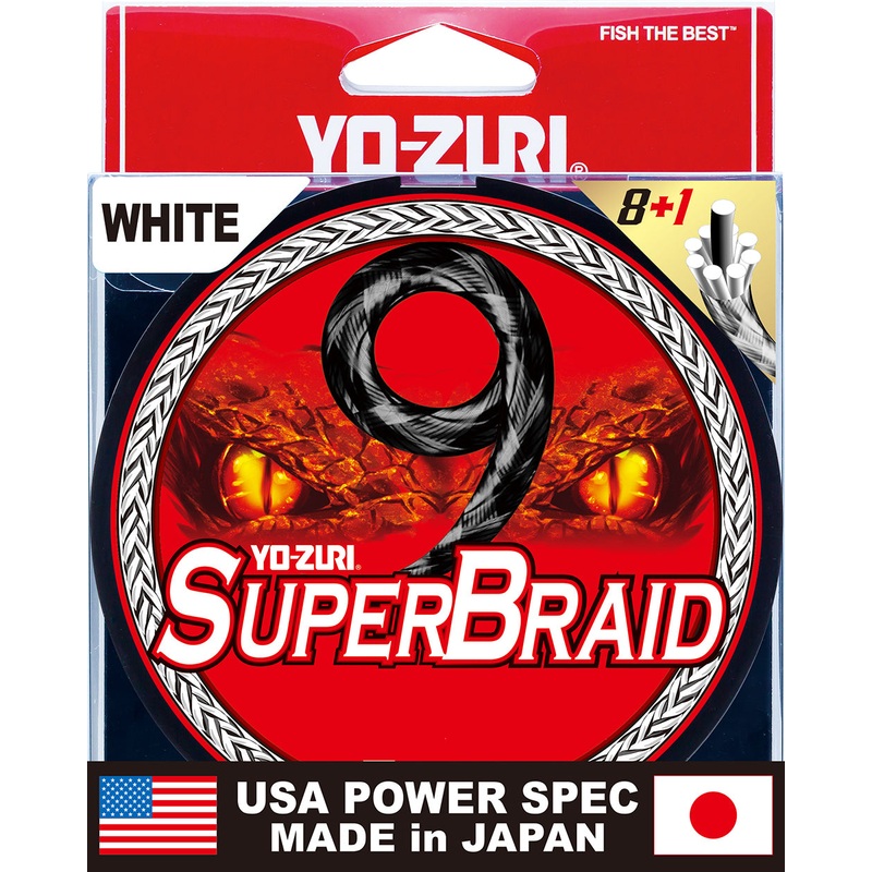 Yo-Zuri SuperBraid 9 White Standard Spools – 150 Yards White 8 lb test – 150 yards