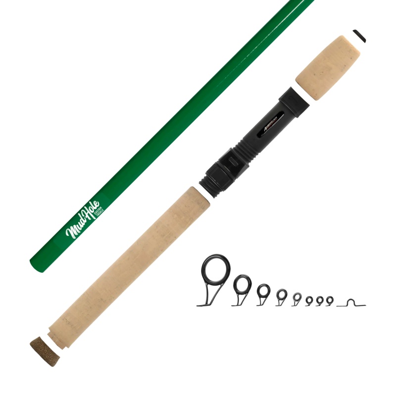 Mud Hole 6’6″ Medium 2-Piece Color Spinning Rod Kits Cool Gray Cork