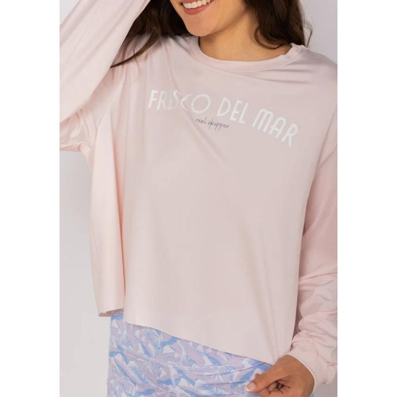 REEL SKIPPER LA GIRLFRIEND LONG SLEEVE TOP BABY PINK/ RIDE OR DIE XS