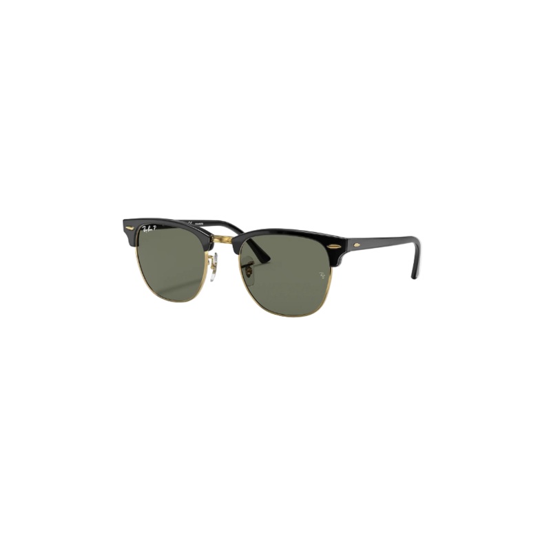 RAY-BAN RB3716 CLUBMASTER METAL POLORIZED SUNGLASSES BLACK GREEN CLASSIC G-15