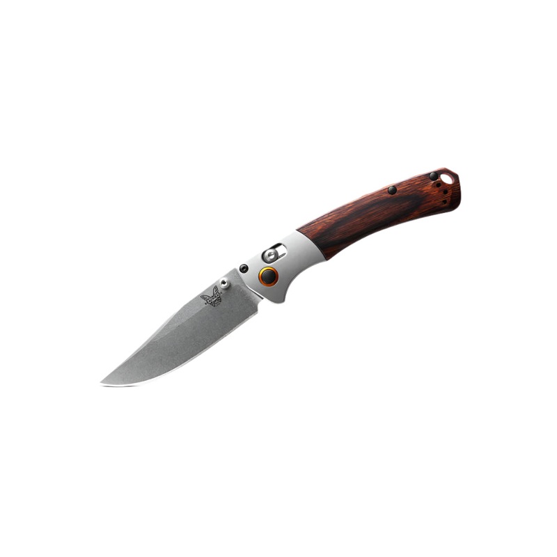 Benchmade Mini Crooked River Gray Aluminum & Wood | Clip-point