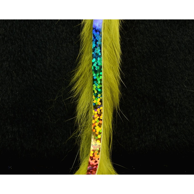 Hareline Bling Rabbit Strips Black With Fluorescent Fire Red Accent