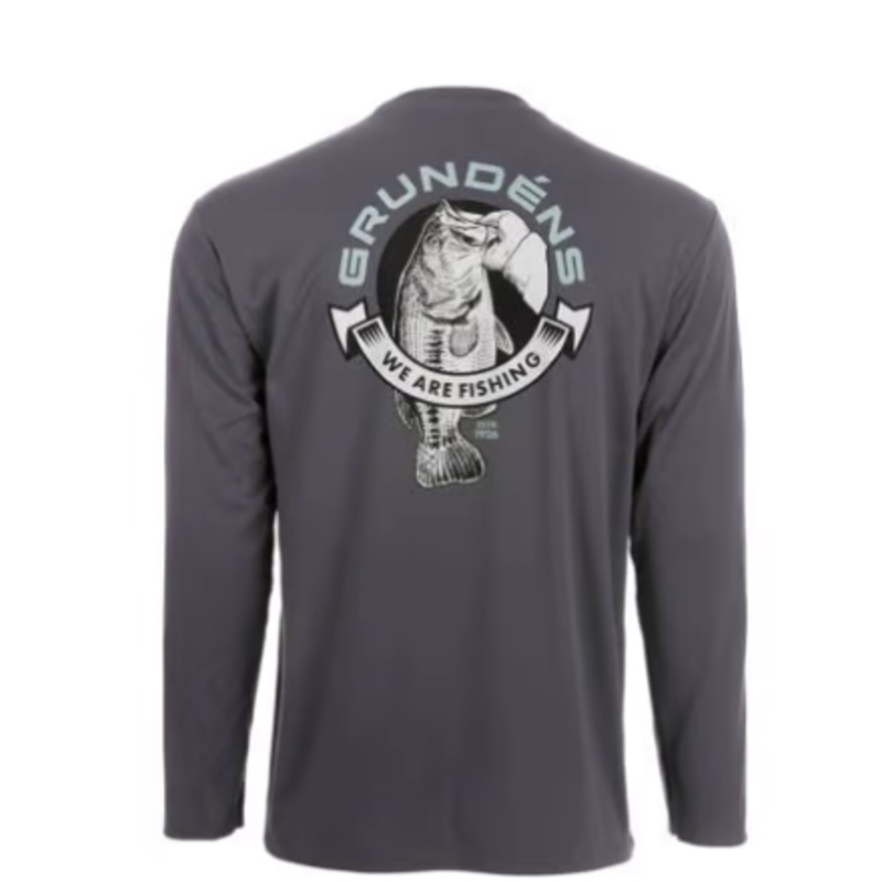 Grundens Tech Tee LS Bass Print Anchor Medium Anchor
