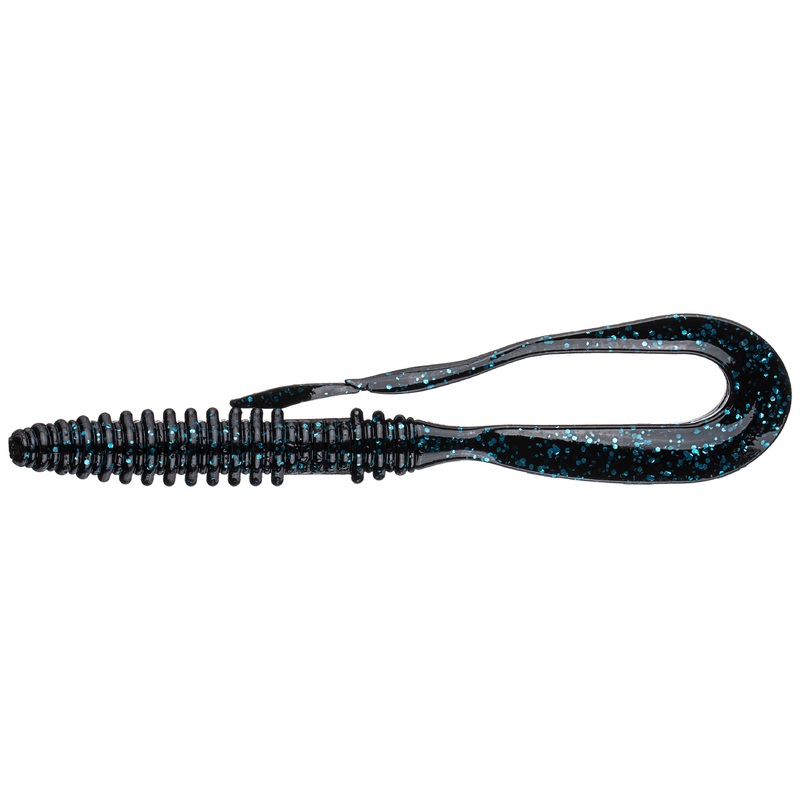 Keitech Mad Wag Slim Soft Plastic U-Tail Worm Black Blue Flake 4 1/2 inch
