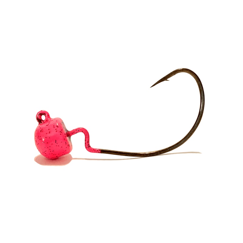 Pink Sparkle EWG Weedless Ned Rig Jig Heads 3pk 3/32oz