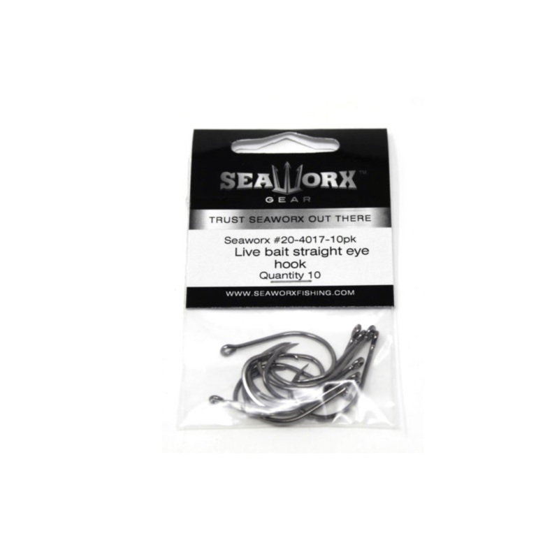 Live Bait Straight Eye Hook 1/0 10 Pack