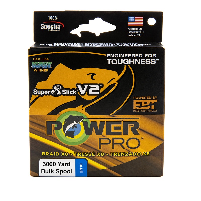 Power Pro Super8Slick V2 Marine Blue Braided Line 3000 yard Bulk Spool 8