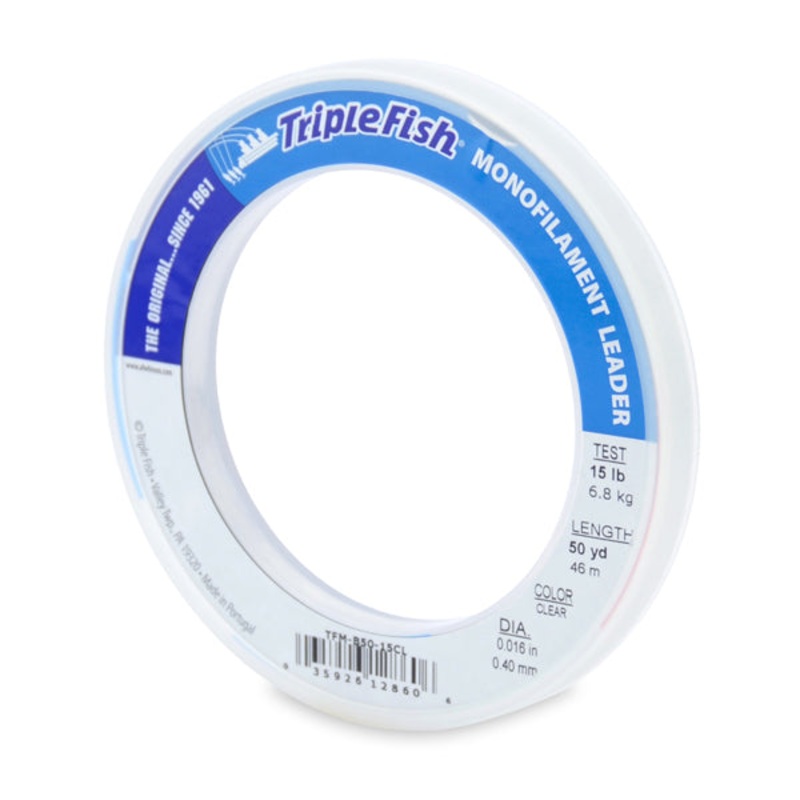 American Fishing Wire Triple Fish Monofilament Leader Clear 50yd 15lb