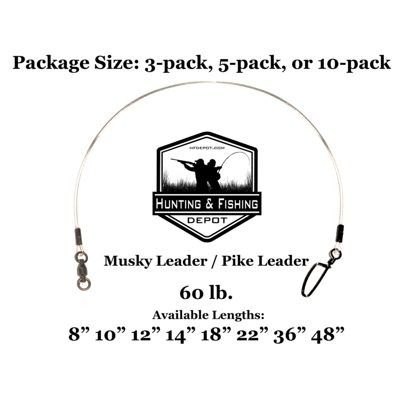 60lb Musky Leader 3-Pack 6″