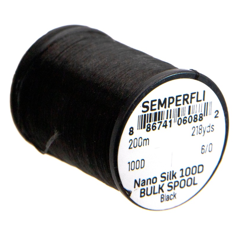 SemperFli Nano Silk 100 Denier Predator 6/0 Bulk 200m Spool Black