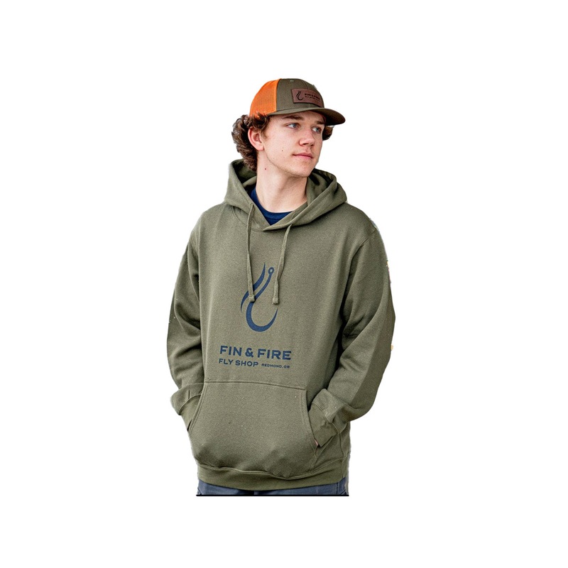 Fin & Fire Hook Logo Hoodie Military Green S