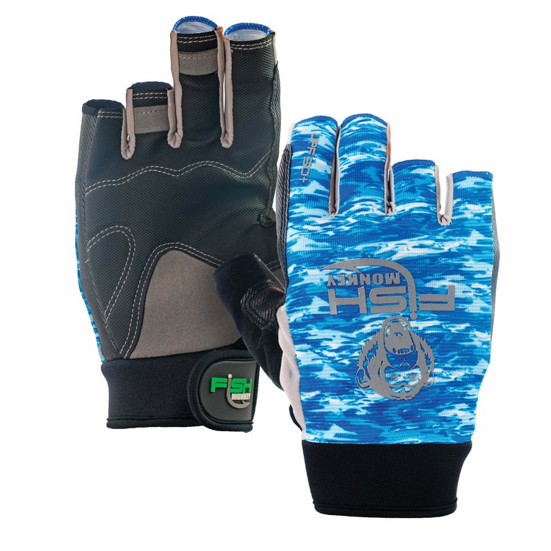 FISH MONKEY THE CRUSHER HALF FINGER GLOVES Blue Water Camo M