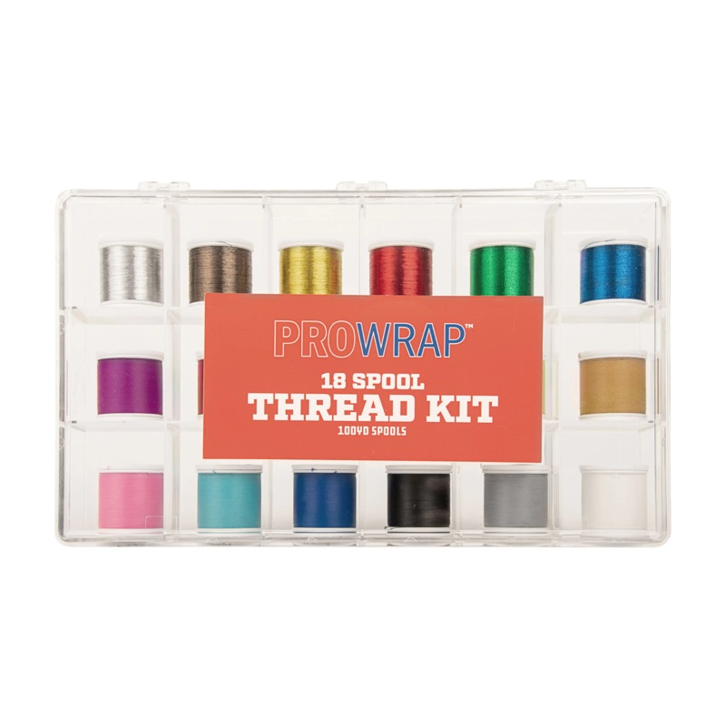 ProWrap 18-Spool Thread Assortment with Storage Box Nylon & Metallic Size A