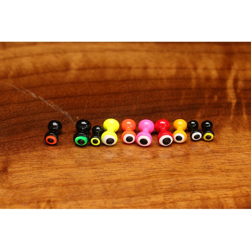 Hareline Double Pupil Brass Eyes Large #1 Black with White and Black