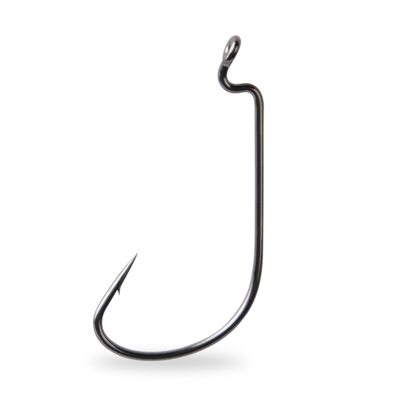 Mustad Mega Bite Black Nickel Wide Gap Offset Worm Hook 1/0 5 pack