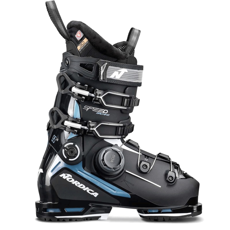 NORDICA WOMEN’S SPEEDMACHINE 3 BOA 95 SKI BOOTS 2024 BLK/LT BLUE/WHT 23.5