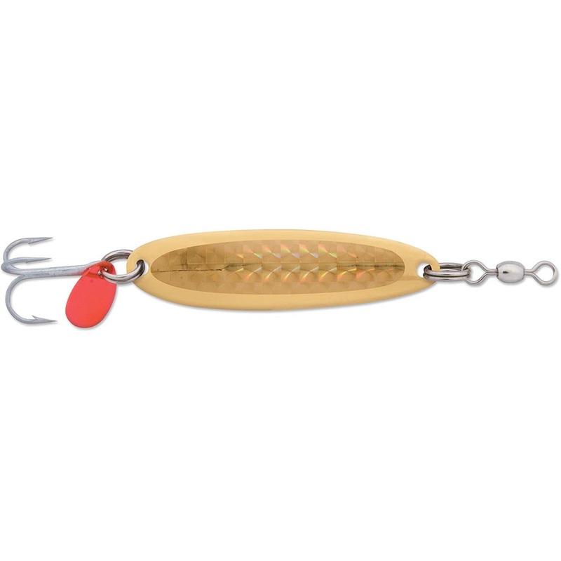 Luhr-Jensen Krocodile Spoon w/ Treble Hook – 3/8 oz Brass/Gold Prism-Lite 2.125 inch – 3/8 oz