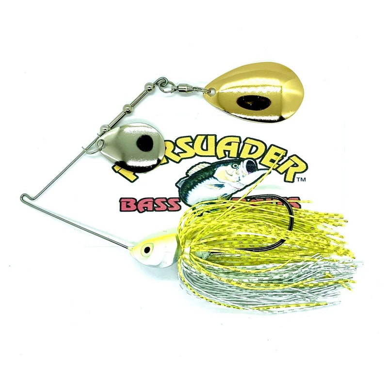 PERSUADER PREMIUM COLORADO/INDIANA BLADE SPINNER BAIT White/Chartreuse W/Nickle/Gold Colorado/Indiana 1/2 oz