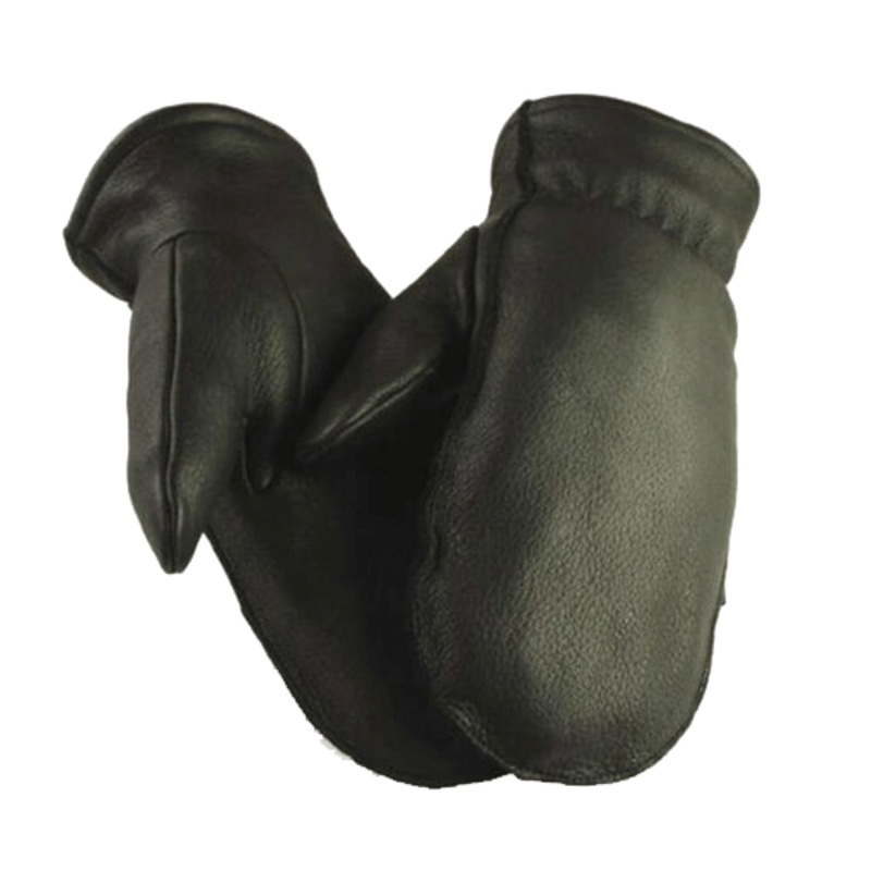 Full Grain Deerskin Sherpa Lined Mitts – Black SM