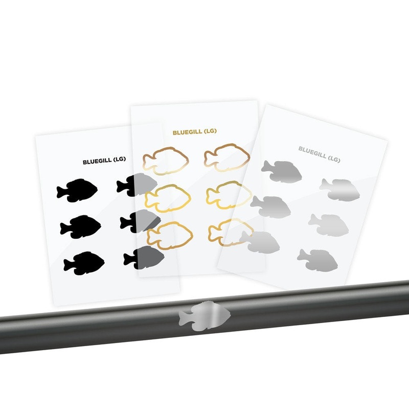 Mud Hole Bluegill Silhouette Rod Decals – Peel & Stick Solid Small Gold