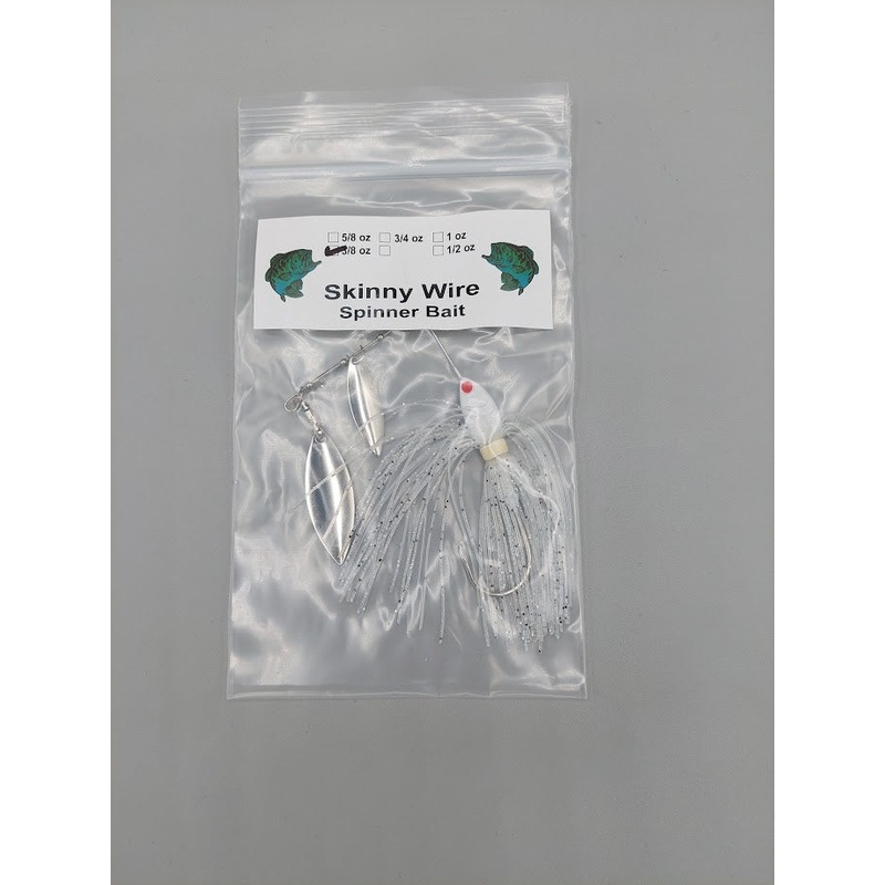 SKINNY WIRE SPINNER BAIT – 1 BLADE Clear Sparkles 3/8 oz