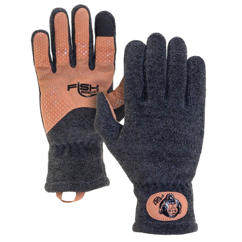 Fish Monkey Task Fleece Fishing Gloves Charcoal Small