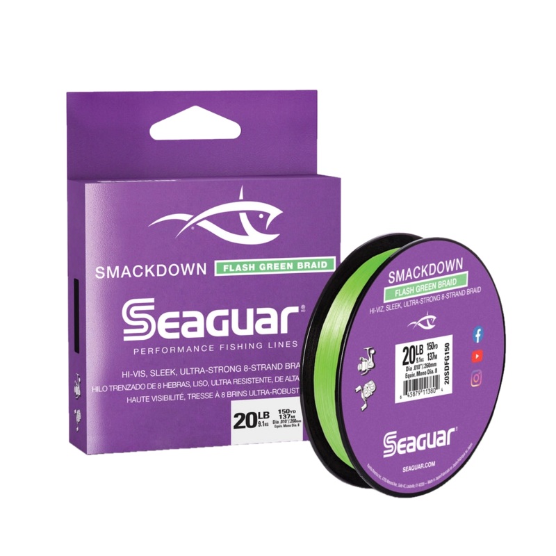 Seaguar Smackdown Flash Green 8 strand Performance Braid 20lb, 150yds